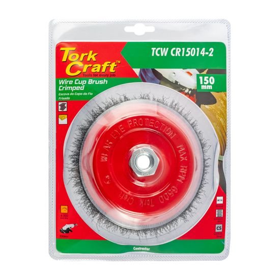 TORK CRAFT Wire Cup Brush Crimped Plain 150mmxm14 Blister